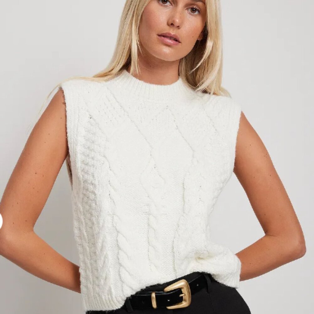 SOLD Cable Knitted Chunky Vest - Picture 2 of 5